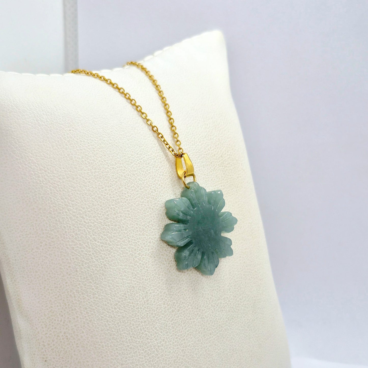 Natural Burmese Jade Mabuhay Pendant with Stainless Steel Gold Plated Chain Necklace