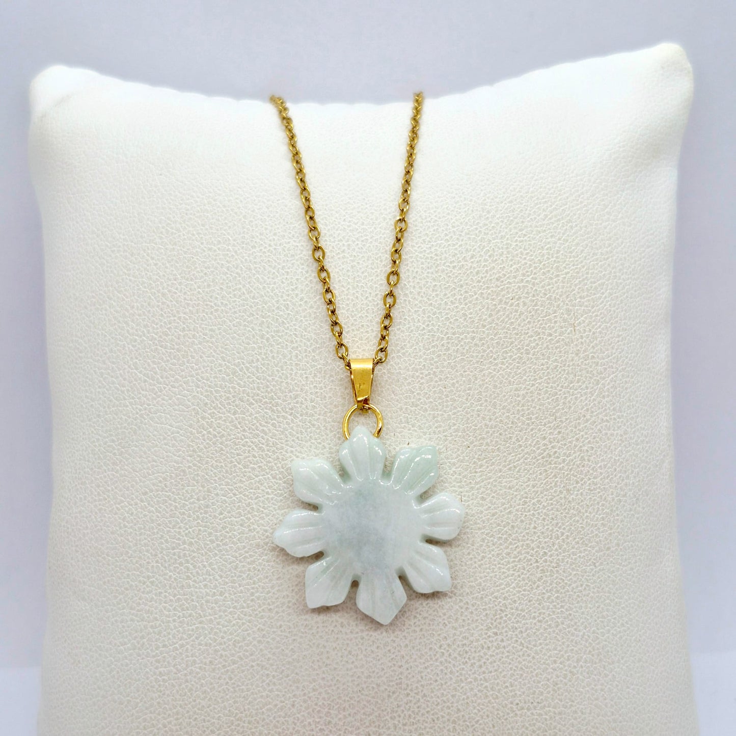 Natural Burmese Jade Mabuhay Pendant with Stainless Steel Gold Plated Chain Necklace