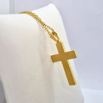 Cross Pendant with Chain Necklace in Gold Platted Stainless Steel