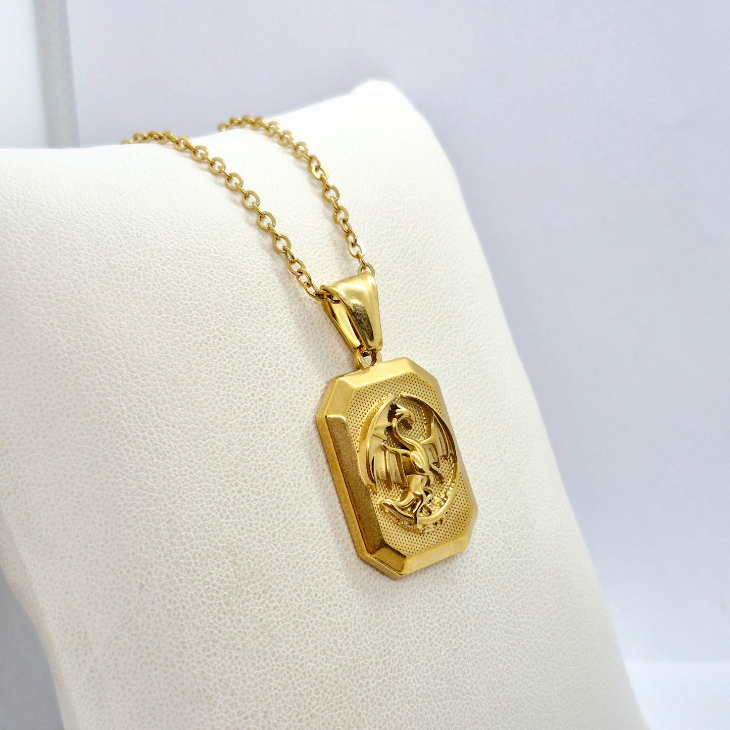 Dragon Pendant with Chain Necklace in Gold Platted Stainless Steel