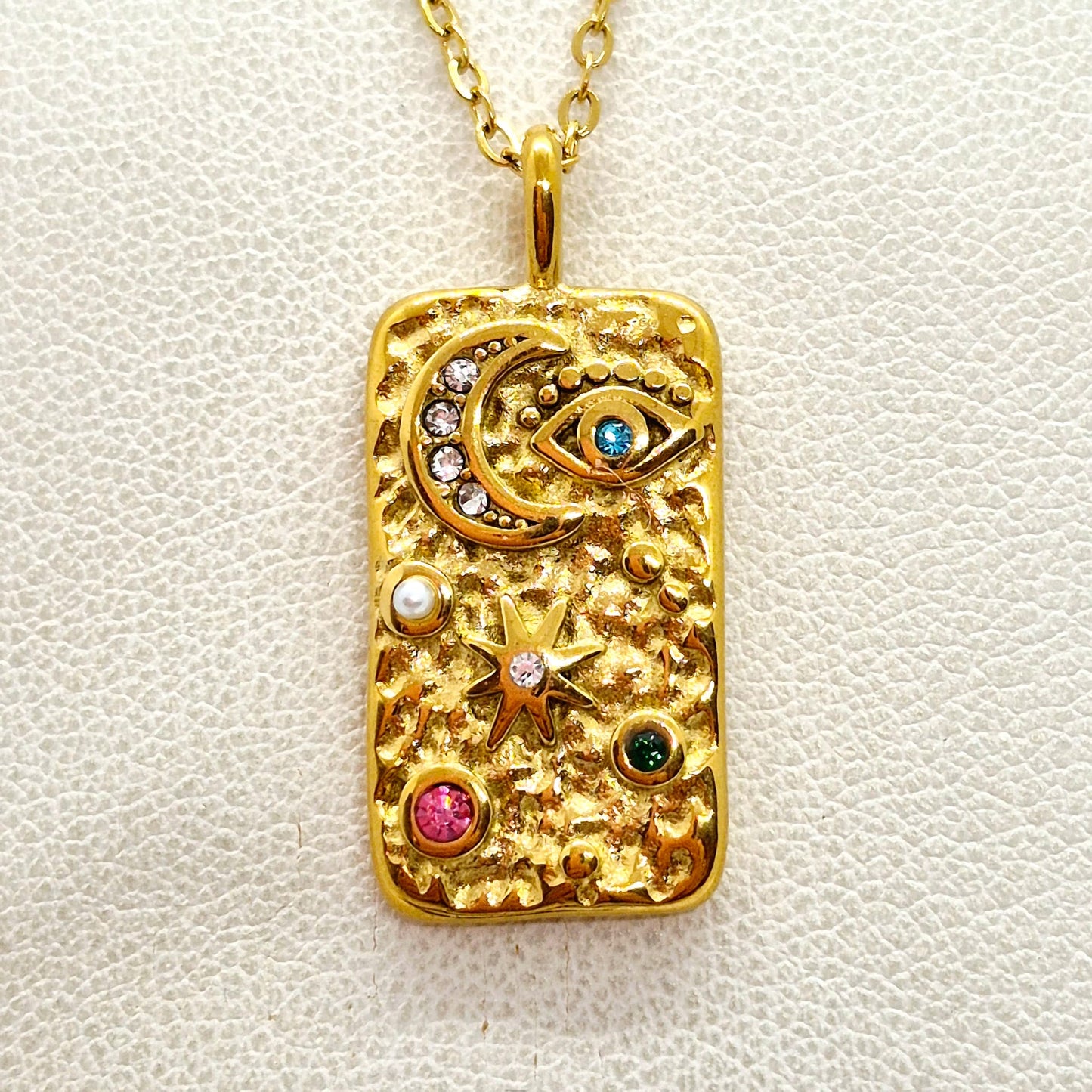 Universe Pendant with Chain Necklace in Gold Platted Stainless Steel