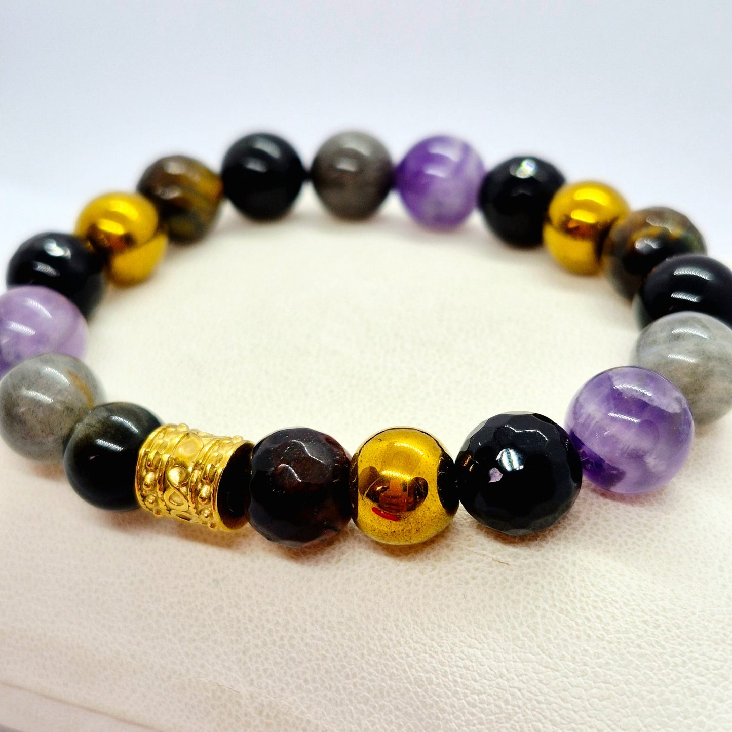 Protection Bracelet with a choice of Natural Stones like Obsidian, Onyx, Hematite, Amethyst, Labradorite & Tiger Eye