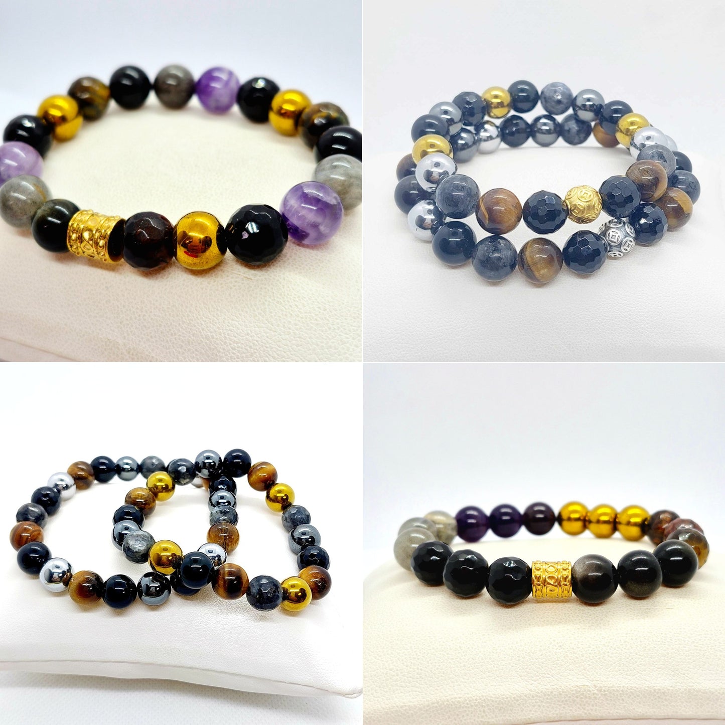 Protection Bracelet with a choice of Natural Stones like Obsidian, Onyx, Hematite, Amethyst, Labradorite & Tiger Eye