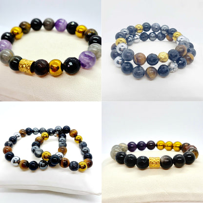 Protection Bracelet with a choice of Natural Stones like Obsidian, Onyx, Hematite, Amethyst, Labradorite & Tiger Eye