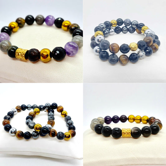 Protection Bracelet with a choice of Natural Stones like Obsidian, Onyx, Hematite, Amethyst, Labradorite & Tiger Eye
