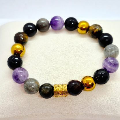 Protection Bracelet with a choice of Natural Stones like Obsidian, Onyx, Hematite, Amethyst, Labradorite & Tiger Eye