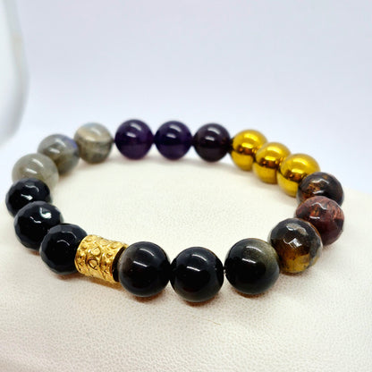 Protection Bracelet with a choice of Natural Stones like Obsidian, Onyx, Hematite, Amethyst, Labradorite & Tiger Eye