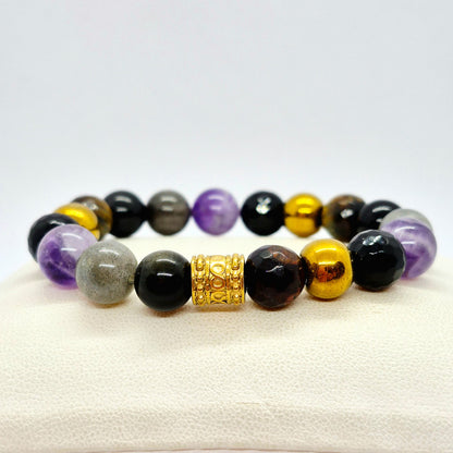 Protection Bracelet with a choice of Natural Stones like Obsidian, Onyx, Hematite, Amethyst, Labradorite & Tiger Eye