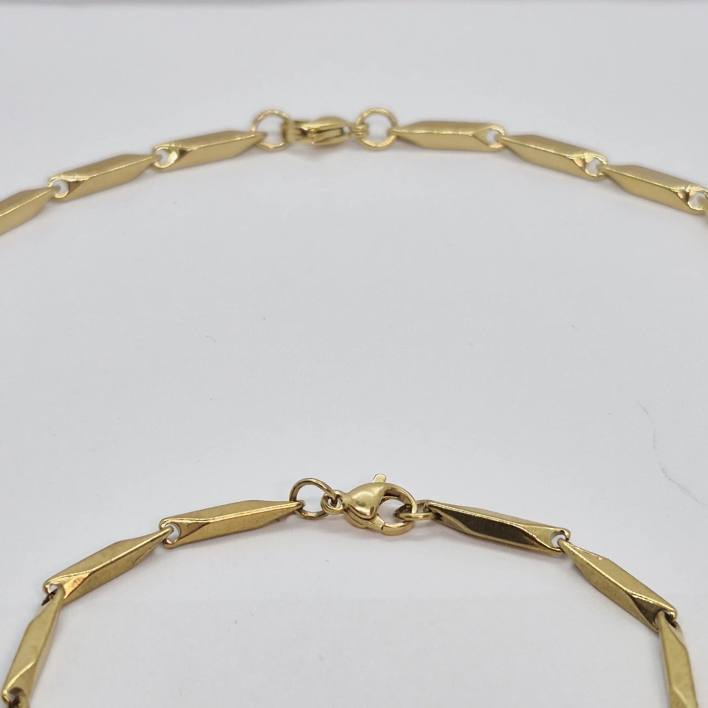 Gold Platted Stainless Steel Choker Necklace and Bracelet Set