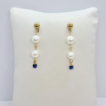 Natural Pearl Dangle Earrings in Gold Plated Stainless Steel