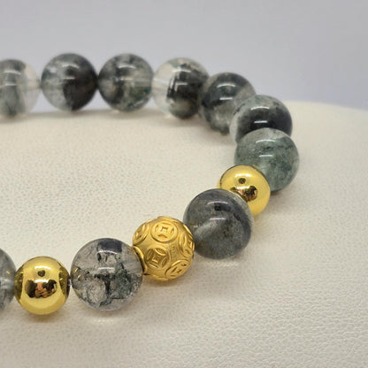 Natural Green Phantom Brazilian Quartz Bracelet in 10mm Stones