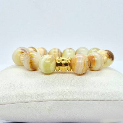 Natural Striped Agate Bracelet in 12mm Stones