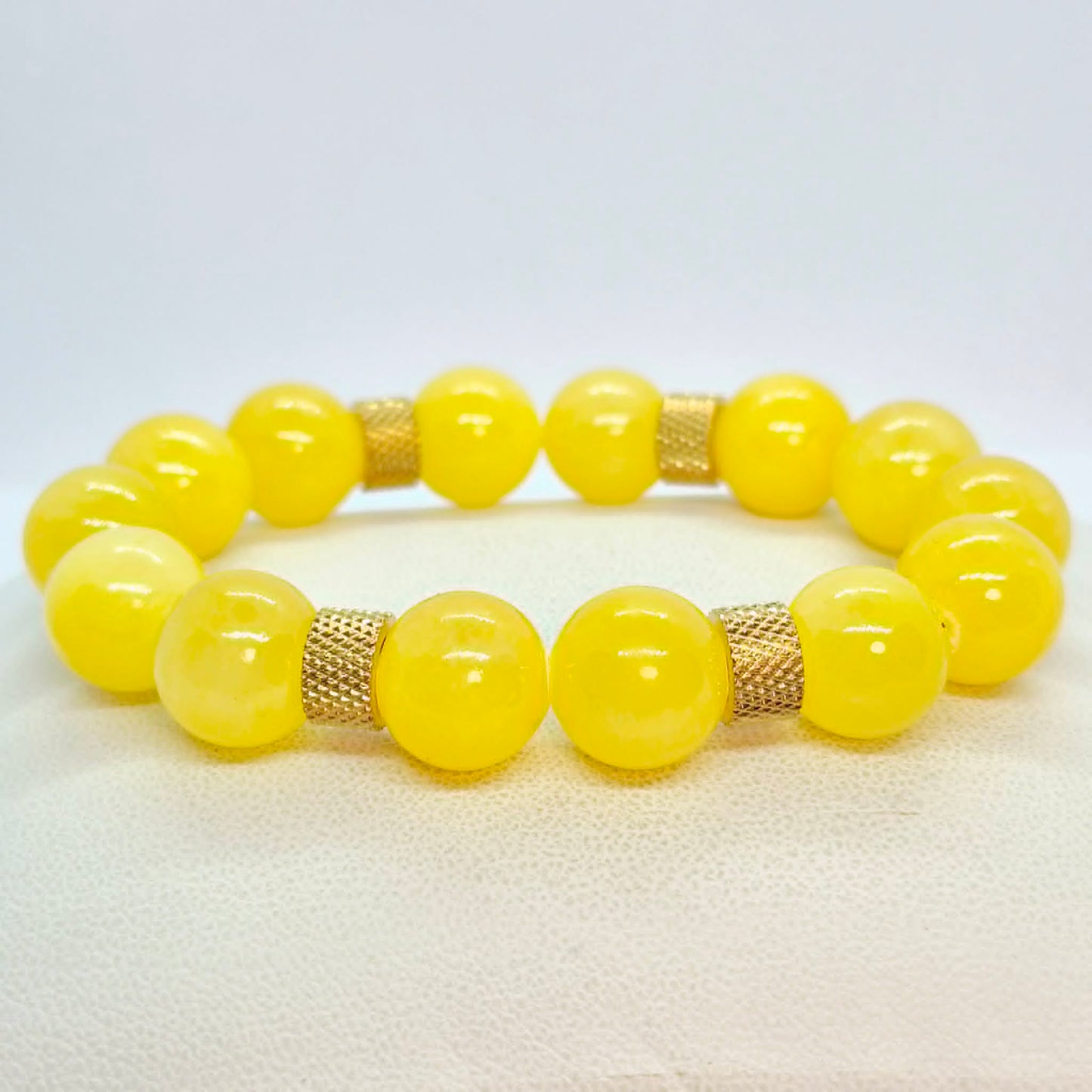 Natural Yellow Jade Bracelet in 10 and 12mm Stones