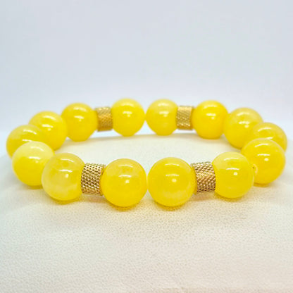 Natural Yellow Jade Bracelet in 10 and 12mm Stones