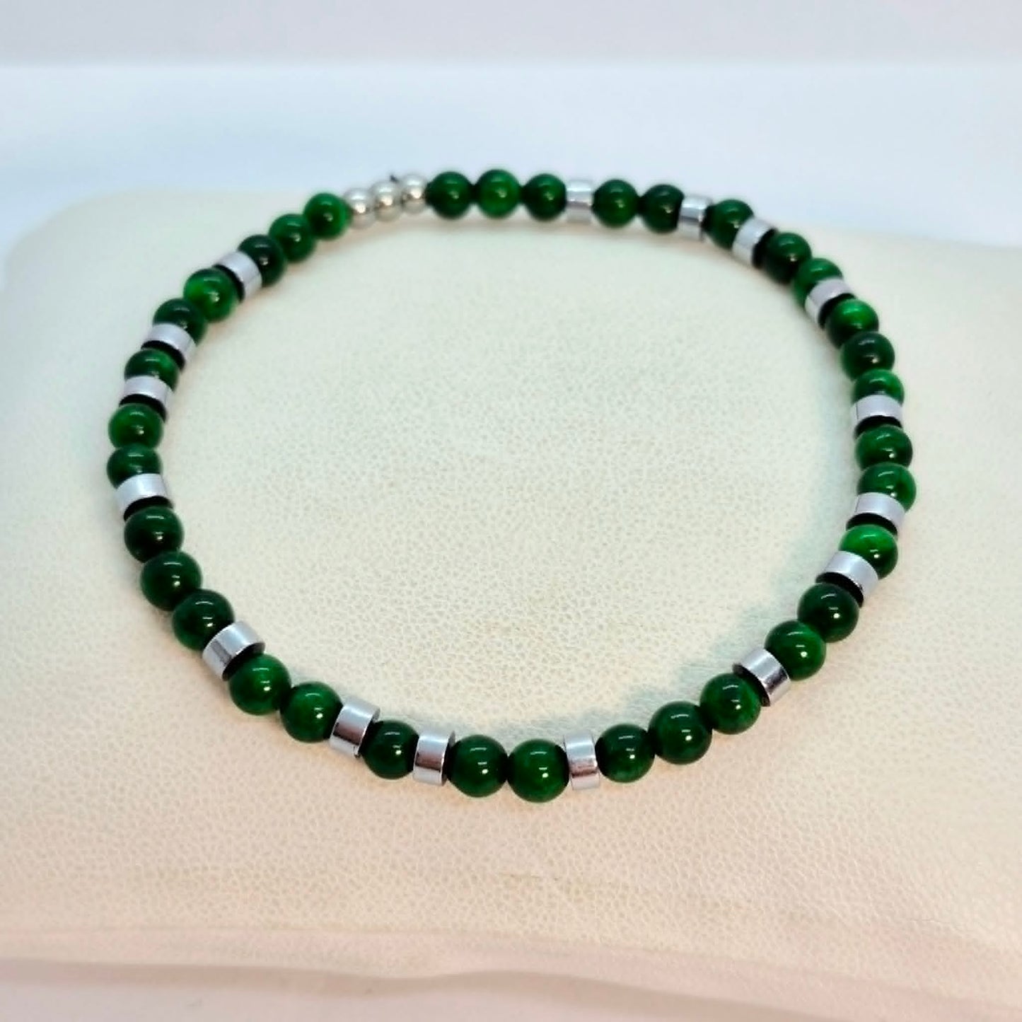 Natural South China Jade Bracelet in 4 and 6mm Stones for Men