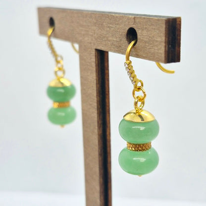 Natural Aventurine Earrings in Stainless Steel Gold Plated
