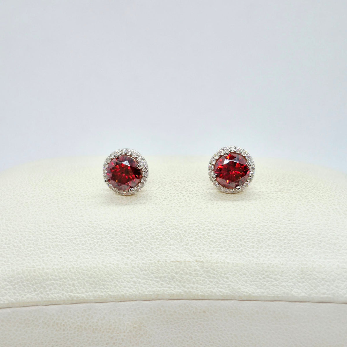 Red Moissanite 1ct Earrings in Sterling Silver