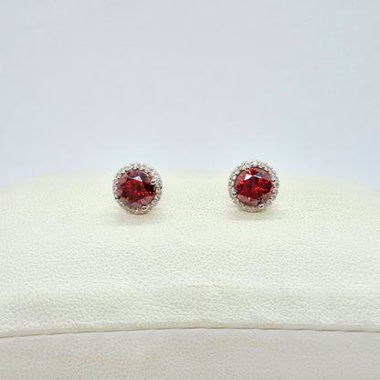 Red Moissanite 1ct Earrings in Sterling Silver