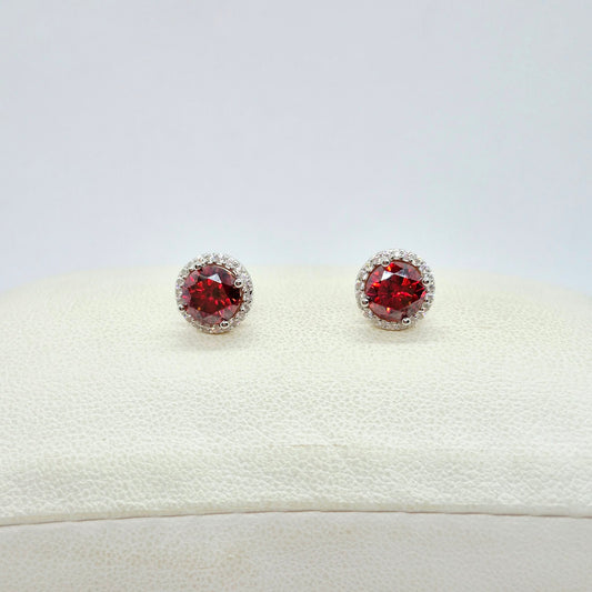 Red Moissanite 1ct Earrings in Sterling Silver