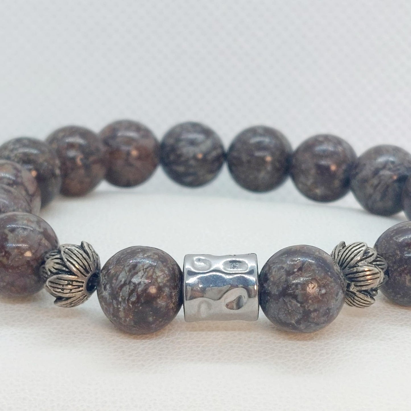 Natural Brown Snow Obsidian Bracelet with 10mm Stones