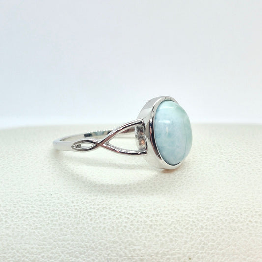 Natural Larimar Stone Ring in Sterling Silver