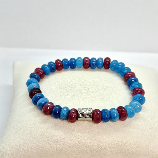 Natural Apatite and Garnet Bracelet in 8mm Cylinder Stones