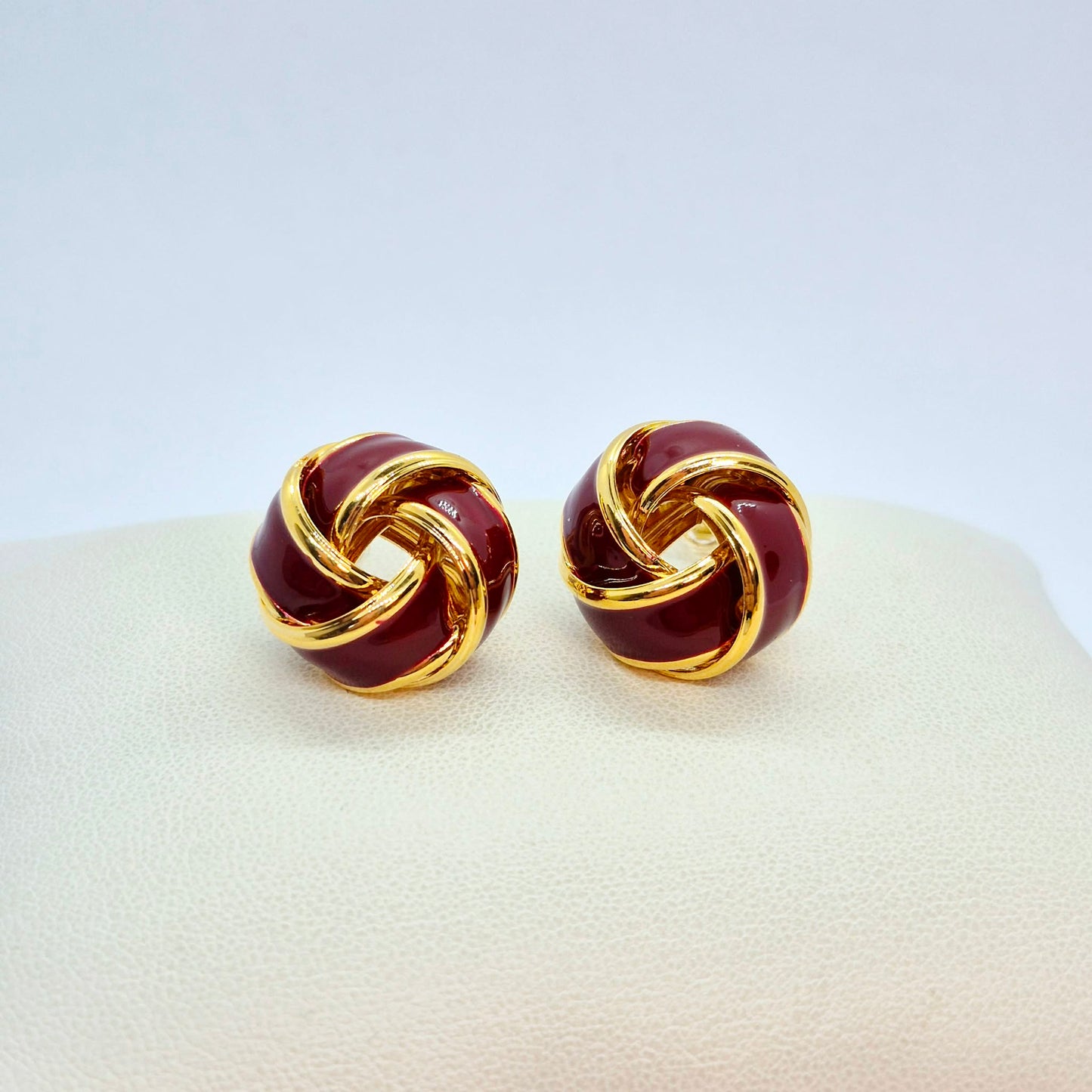 Red Enamel Earrings in Gold Plated Stainless Steel