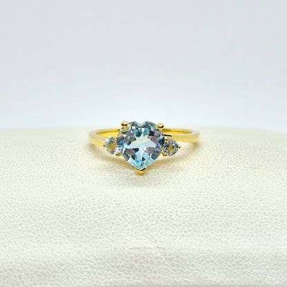 Natural Sky Blue Topaz Set in Gold Plated Stainless Steel