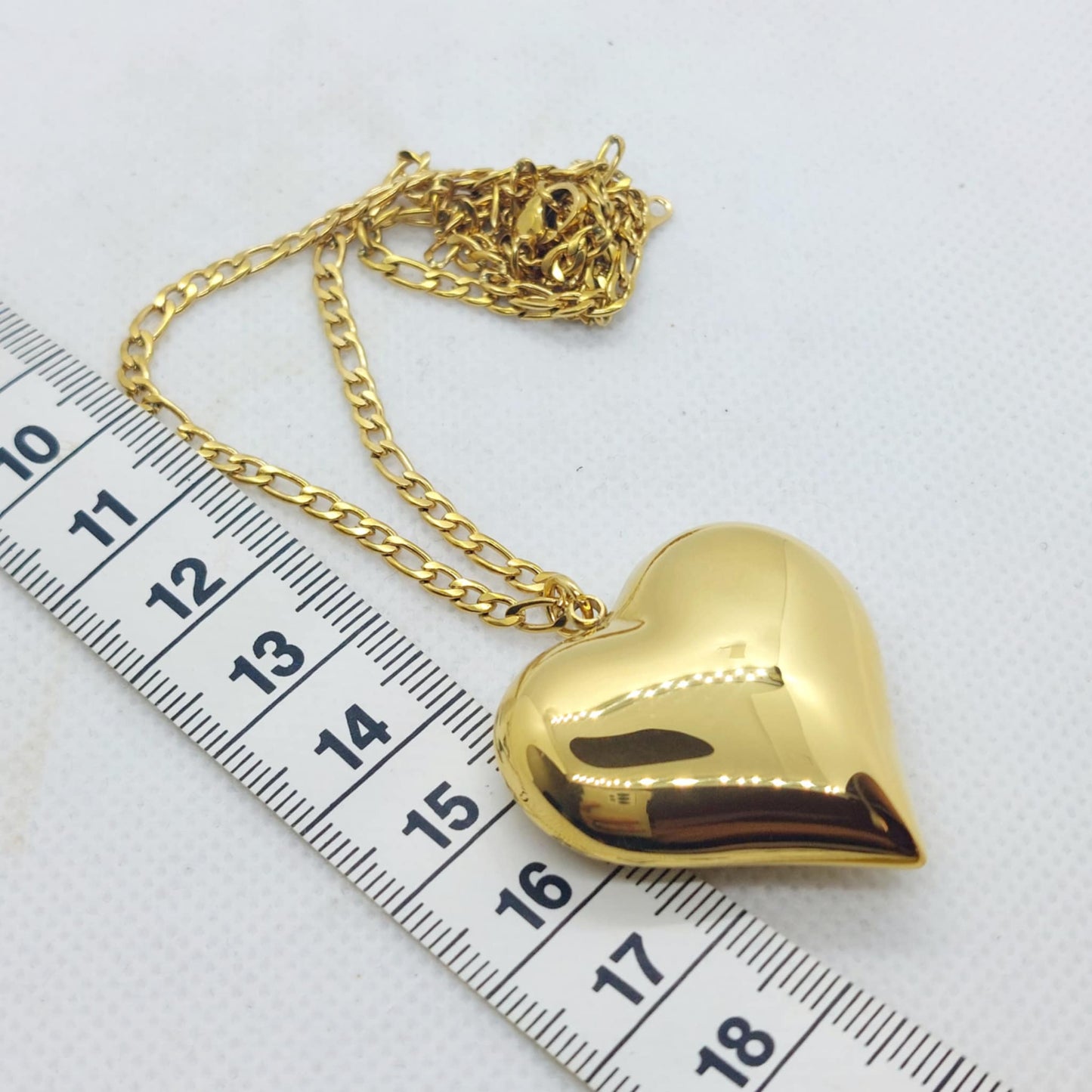 Big Heart Pendant with Stainless Steel Gold Plated Chain Necklace