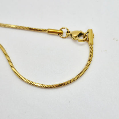 Natural Turquoise 12mm Stone Pendant with Gold Plated Stainless Steel Snake Chain Necklace