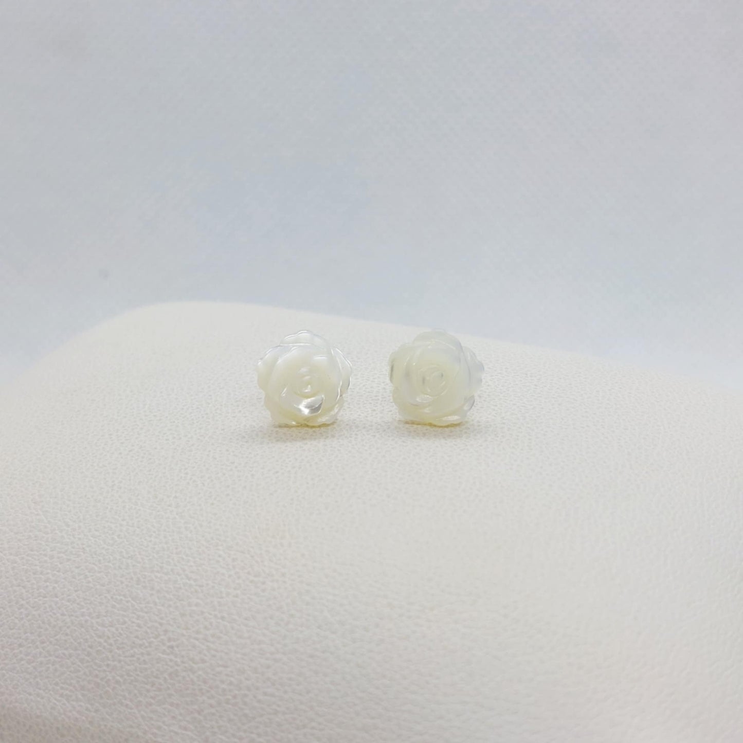 Natural Shell Rose Stud Earrings in Sterling Silver