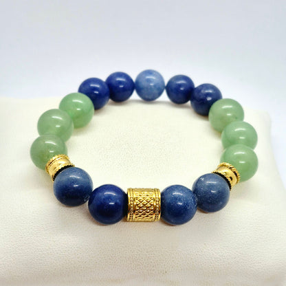 Natural Green and Blue Aventurine Bracelet in 12mm Stone