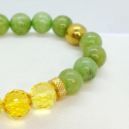 Natural Peridot and Citrine Bracelet with 10mm Stones