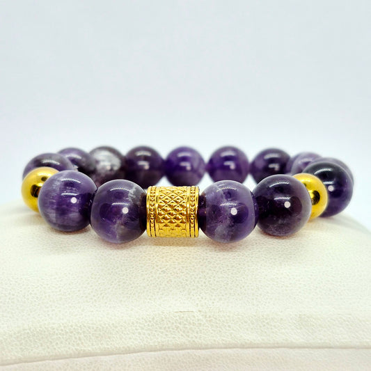 Natural Amethyst Bracelet in 12mm Stones