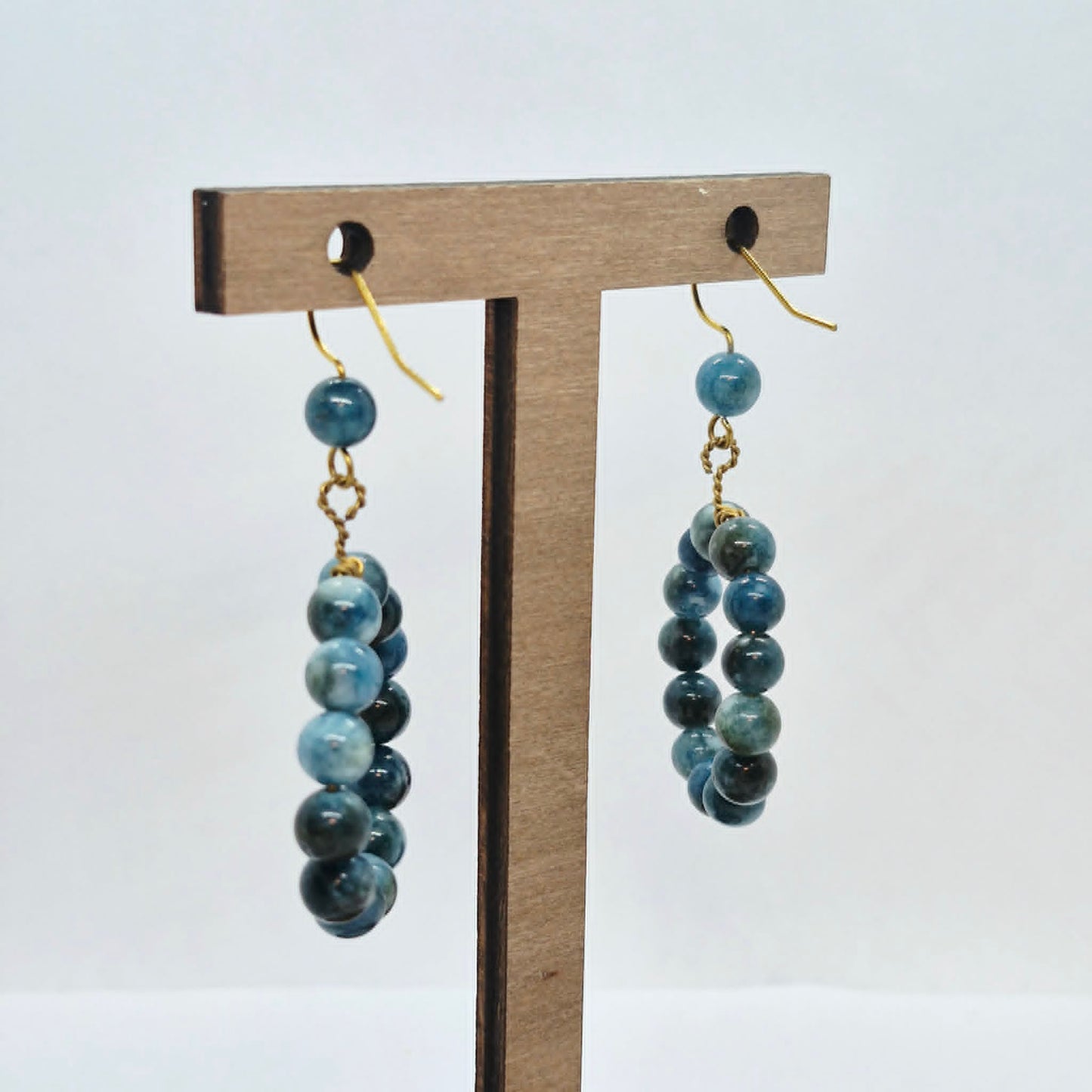 Natural Apatite Dangle Earrings in Stainless Steel Gold Plated