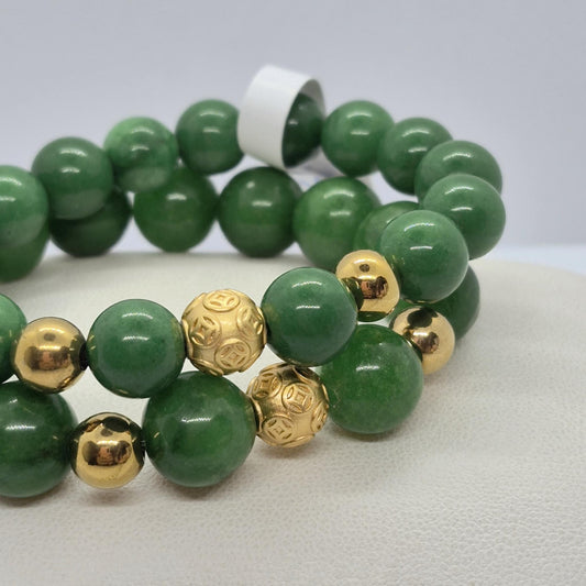 Natural Chinese Jade Bracelet in 10 and 12m Stones (Copy)