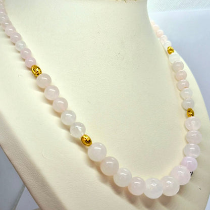 Natuurlijke Rozenkwarts Ketting Choker met 8-12mm Stenen