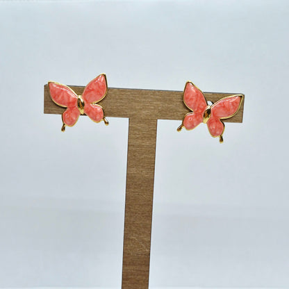 Butterfly Stud Earrings in Stainless Steel Gold Plating
