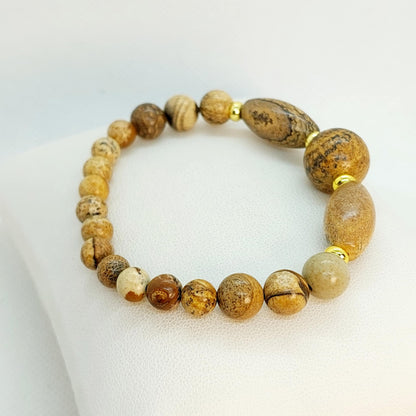 Natural Picture Jasper Bracelet in 1O-14mm Stones