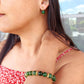 Natural Hetian Jade Dangle Earrings in Gold Plated Stainless Steel