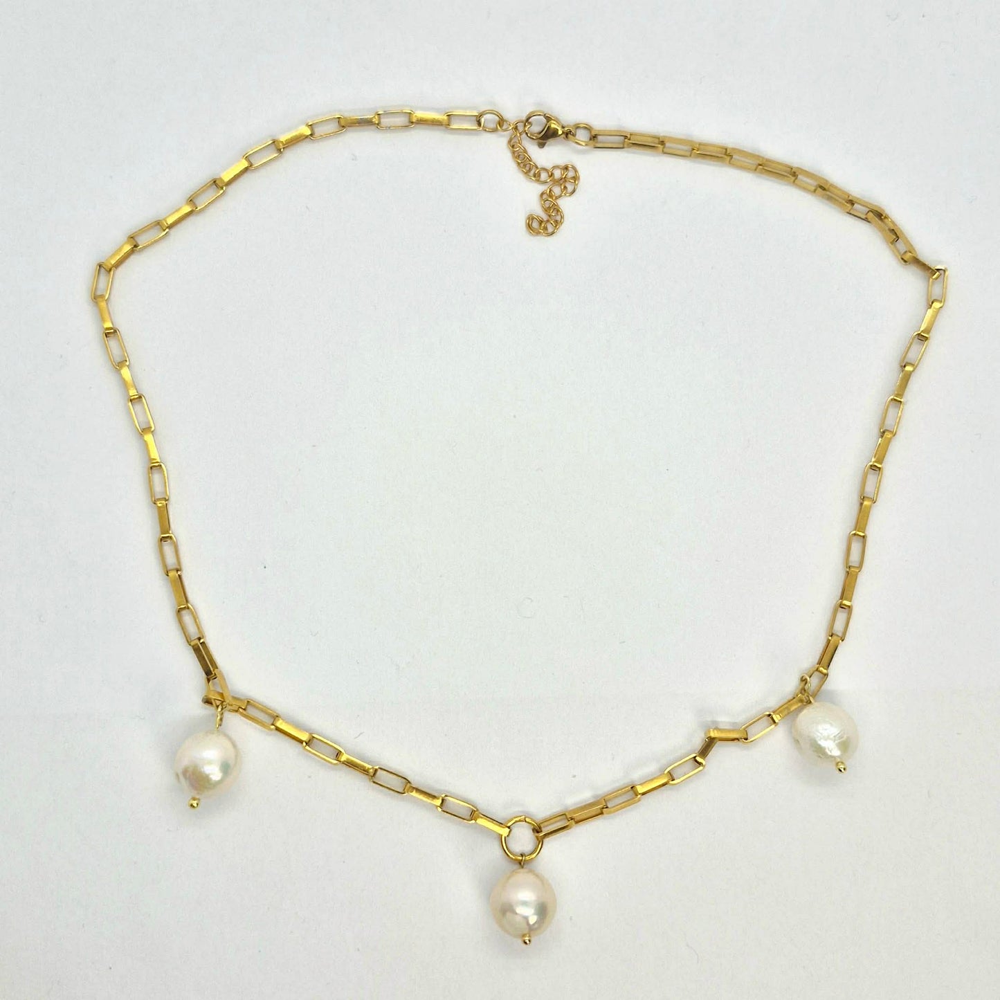 Natural Baroque Pearl Necklace with Gold Plated Stainless Steel Chain Necklace