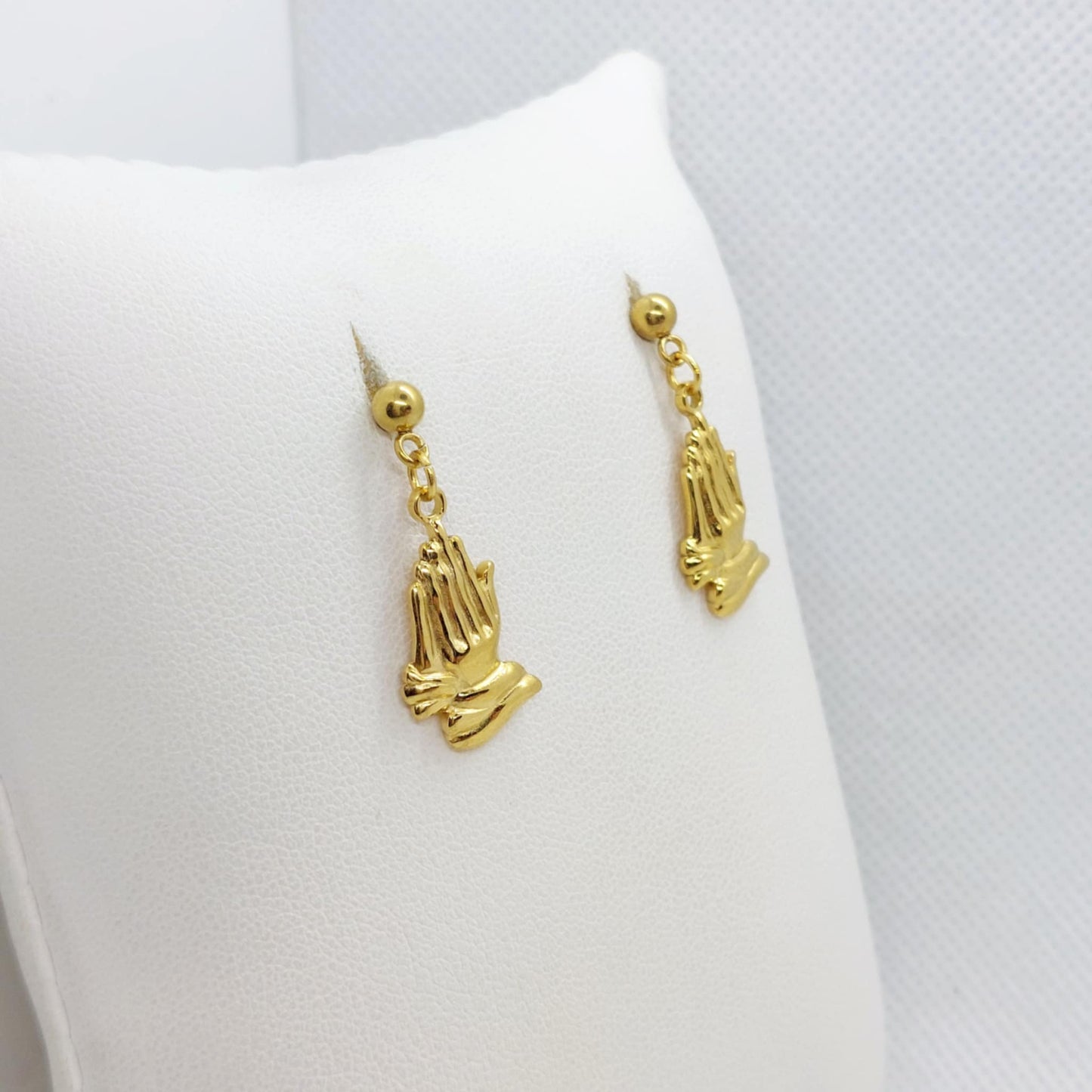 Praying Hands Stud Earrings in Gold Plated Stainless Steel