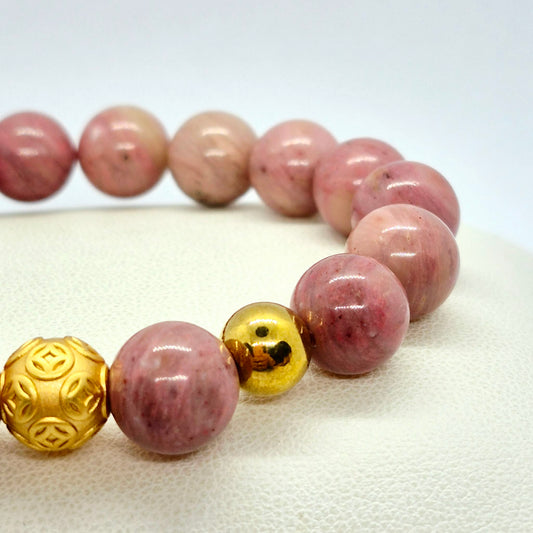 Natural Rhodonite Bracelet in 10mm Stones