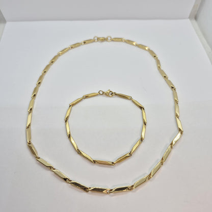 Gold Platted Stainless Steel Choker Necklace and Bracelet Set