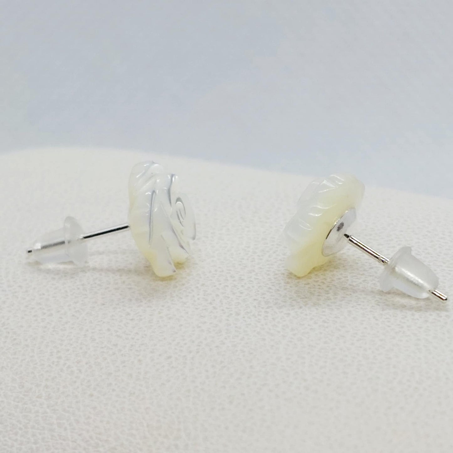 Natural Shell Rose Stud Earrings in Sterling Silver