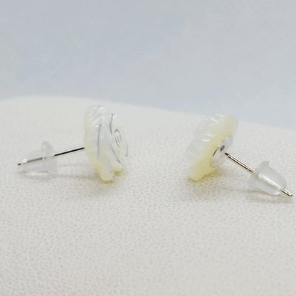 Natural Shell Rose Stud Earrings in Sterling Silver