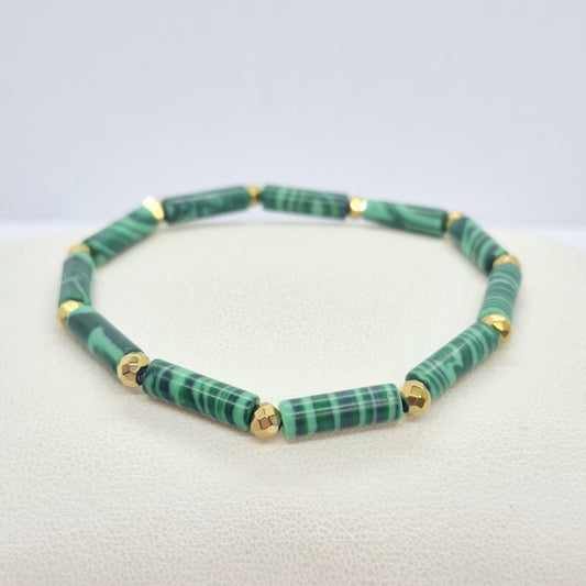 Natural Malachite Bracelet in 4x10mm Stones