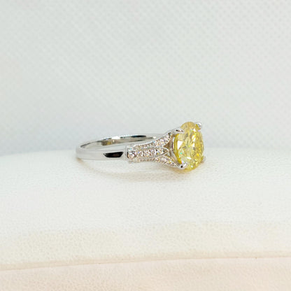 3ct Yellow Moissanite Diamond Ring in Sterling Silver
