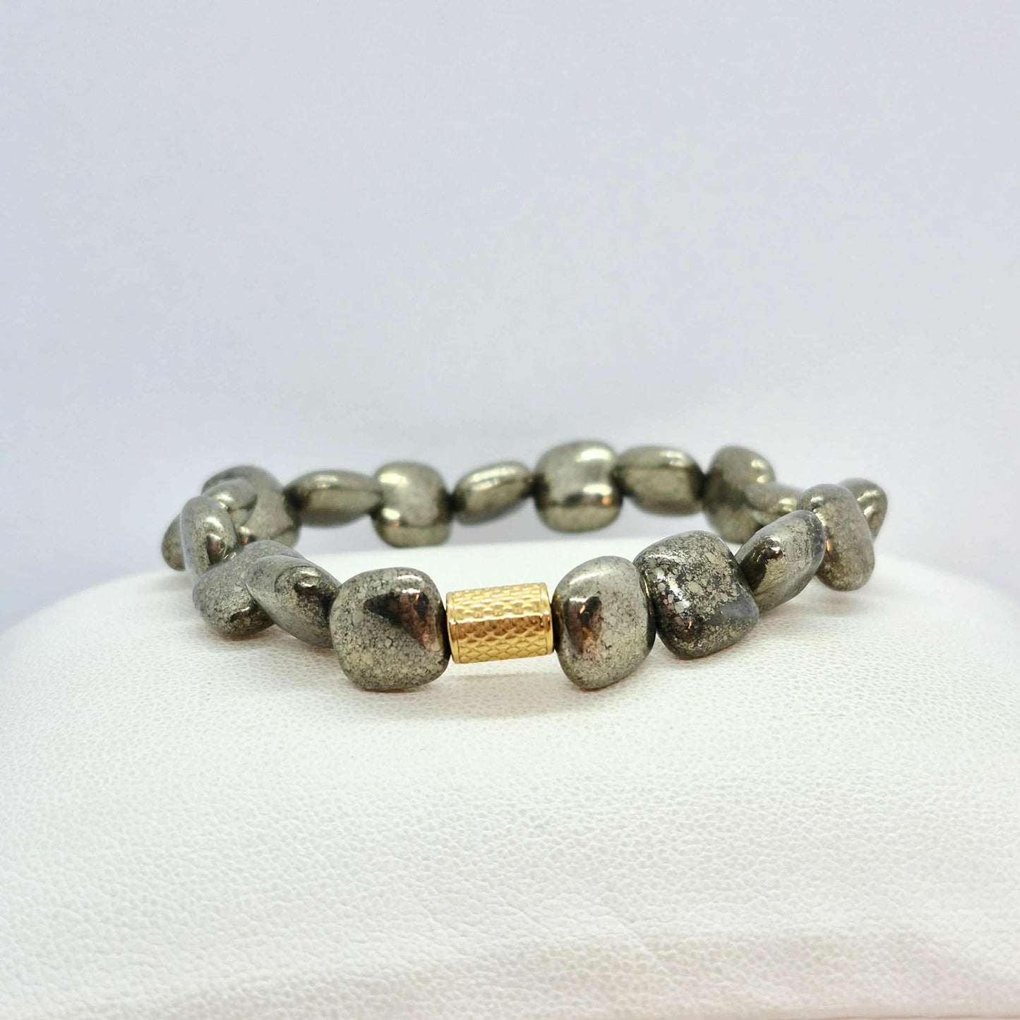 Natural Grey Pyrite Bracelet in 10mm Stones