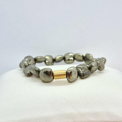 Natural Grey Pyrite Bracelet in 10mm Stones